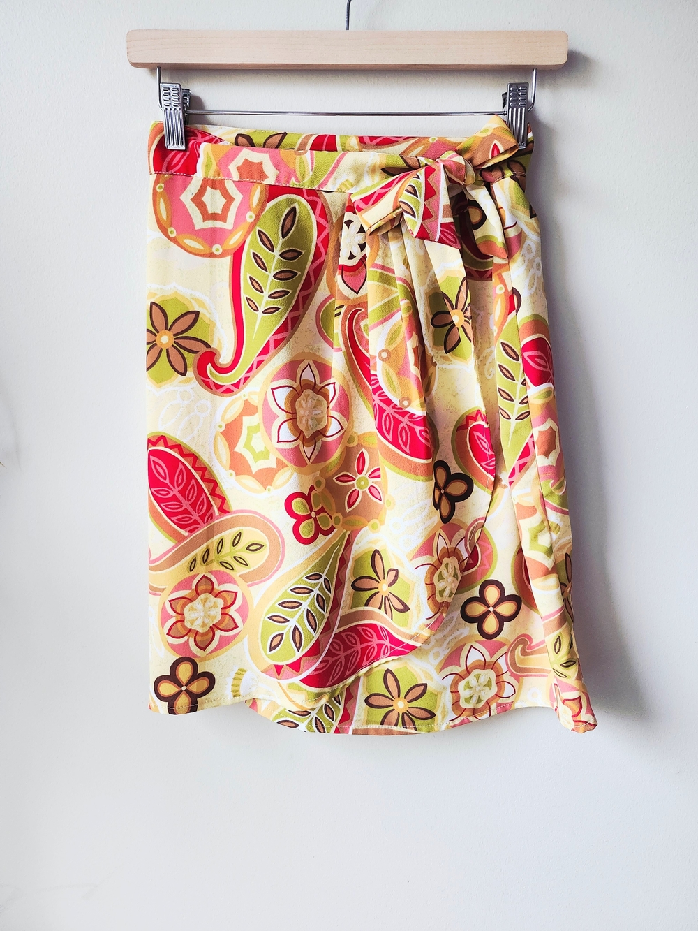 Vintage Floral Paisley Wrap Mini Skirt - Picture 2 of 10